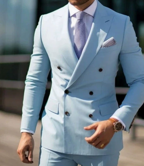 Men's British Slim Fit 2-Piece Suit Set – 17 Colors, Banquet & Wedding Formal Wear | Canada & USA (XS–5XL)