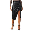 Women's Split Mid-length Hot Girl Hip Leather Wrap Skirt