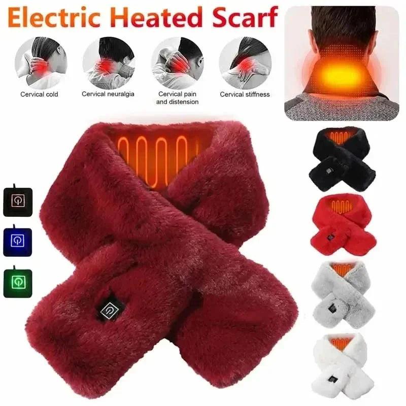 Smart USB Electric Heated fluffy Plush Winter Shawl Neck Wrap Pain Relief Neck Scarf