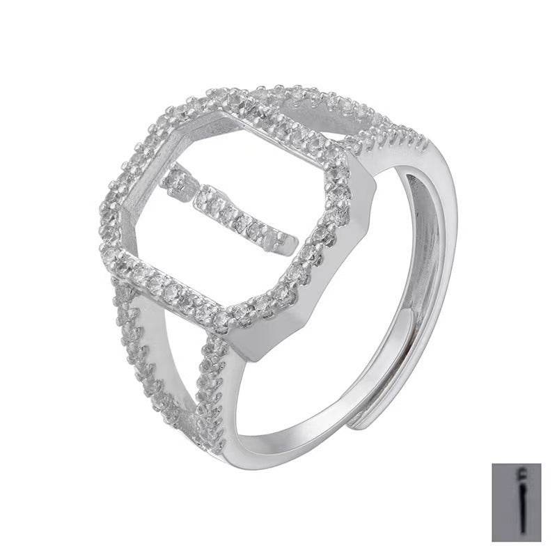 Fashion Micro Inlaid Zircon Arab Letters Ring for women