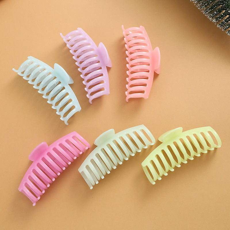 Fluorescent Large Hair Claw Clip – European American Style Plastic Resin Bone Clip