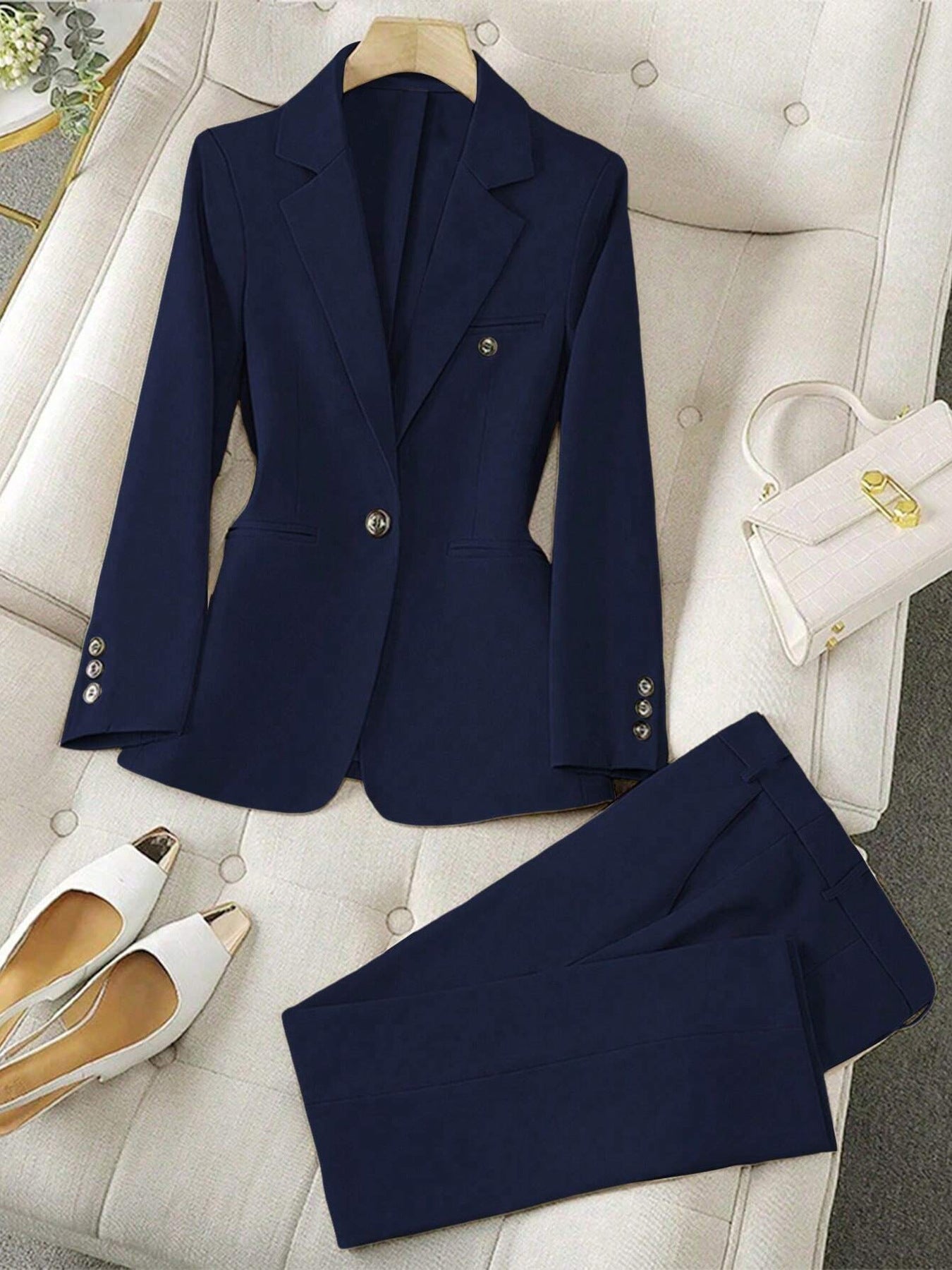 Women's Temperament Office Suit Set – Jacket & Pants, 3 Colors, S–4XL (Canada & USA)
