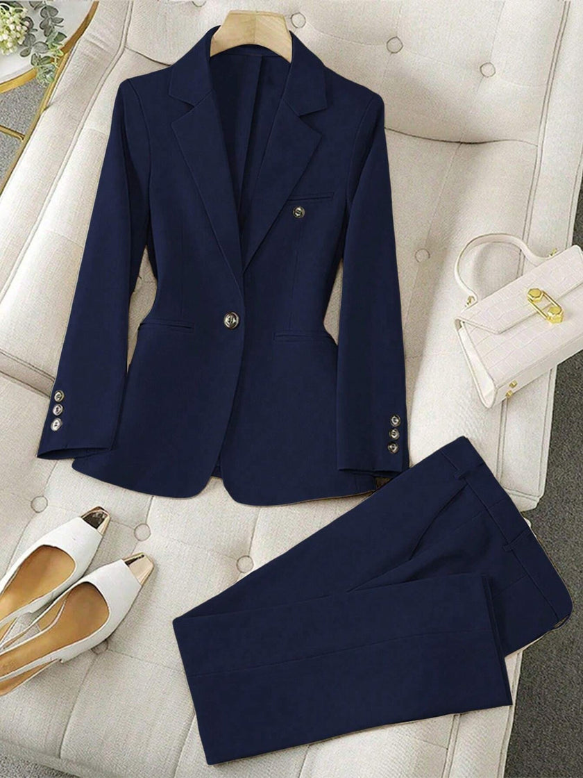 Women's Temperament Office Suit Set – Jacket & Pants, 3 Colors, S–4XL (Canada & USA)