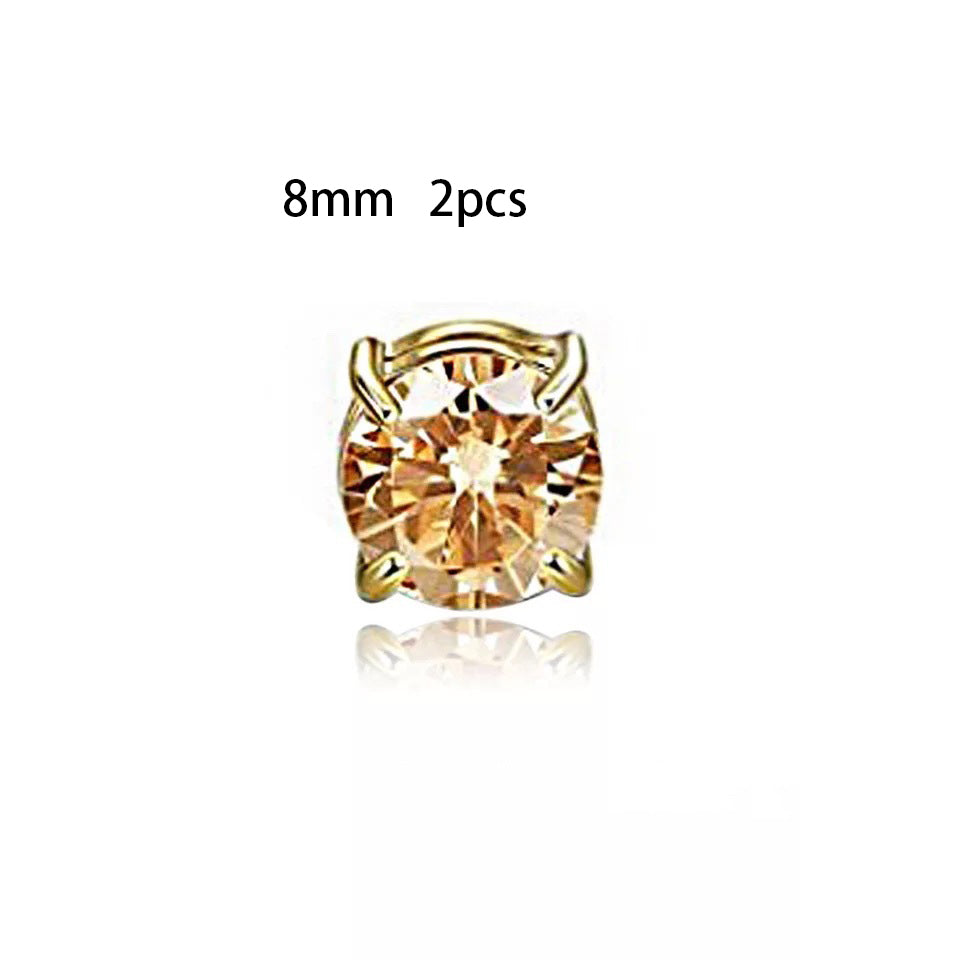 Unisex Zircon Magnetic Ear Clip – No Piercing Rhinestone Stud Earring in 6mm & 8mm