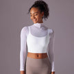Quick Drying Gym Slim Fit Mesh Turtleneck Long Sleeve Workout Crop Top