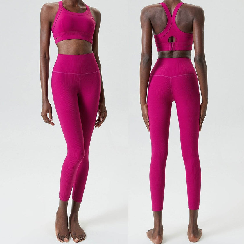 2pcs set Yoga Clothes Sleeveless Crop Workout top and Gym Leggings