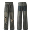 Pocket Design Loose Denim Straight-leg Trousers Men Jeans