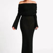 French-style Off-shoulder Dress Party Long-sleeved Long Dress