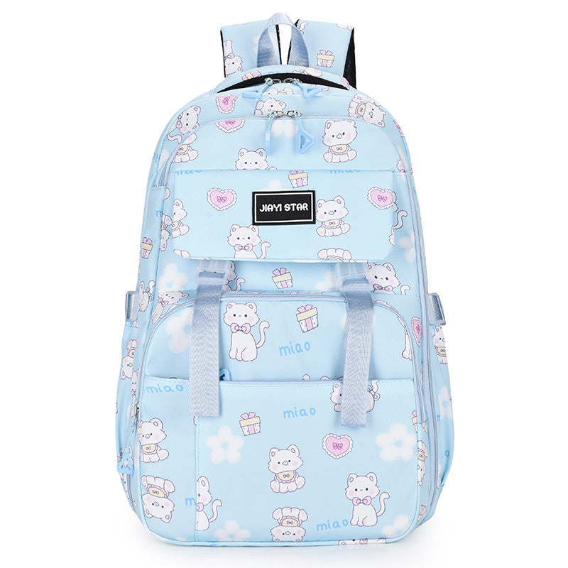 Cartoon Cat Print Large Capacity Kids Backpack – Cute Kawaii School Bag