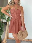 Fashion Women's Halter Denim Mini Flared Dress