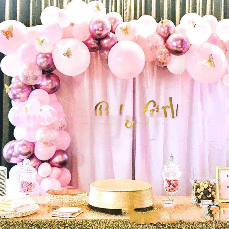 Pink Butterfly Baby Shower Balloon Decoration Set – 10-Inch Latex Balloons