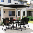 8 Pieces Patio Furniture Set with 9Ft Patio Umbrella, Outdoor Dining Table and Chairs, Black