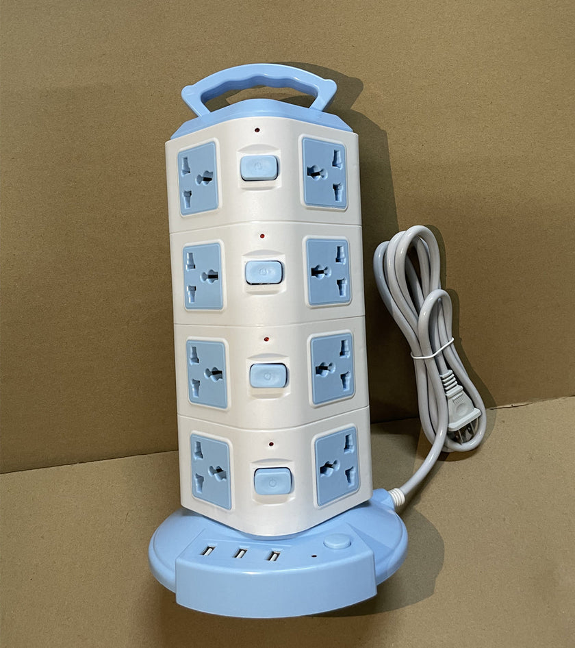 Vertical Tower Power Strip with USB Ports, 2m Cord, 2500W, 2 to 5 Tiers