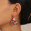Personalized Cute Santa Claus Earrings With Colorful Rhinestones Ins Fashion Christmas Earrings For Women Jewelry