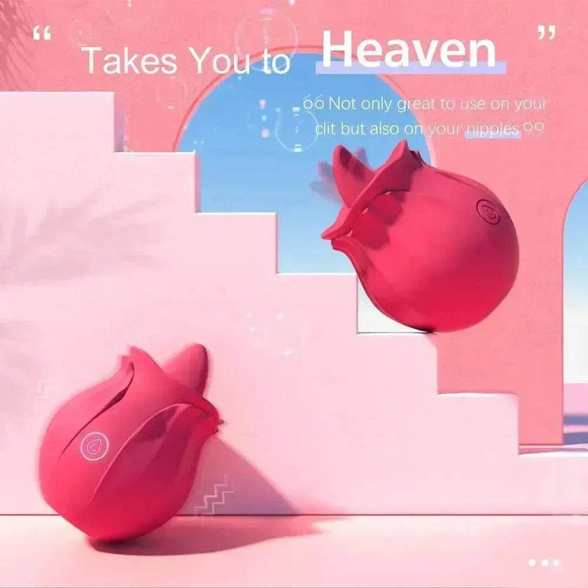 Rechargeable Rose Toy With Tongue Licking Best Clitoral Stimulator for Women