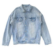 Casual Light Blue Cotton Denim Jacket for Men