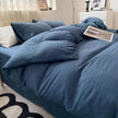 Solid Colour Sanding Washed Cotton 4-Piece Duvet Cover Bed Set