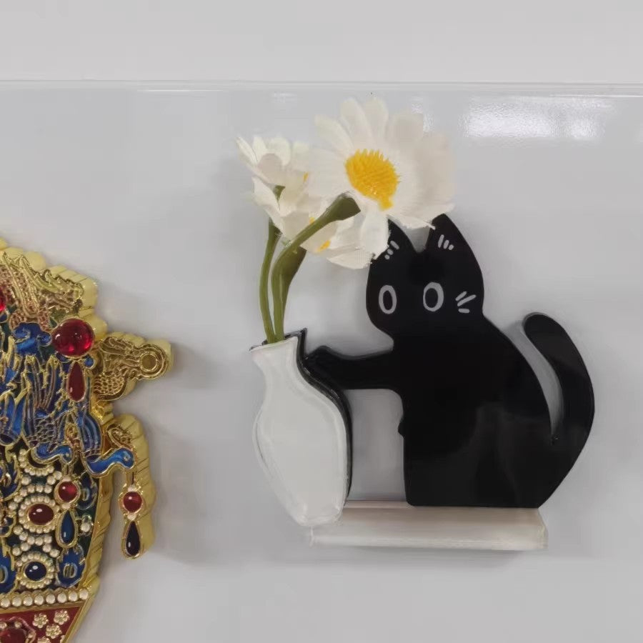 Black Cat Fridge Magnet Acrylic Refrigerator Sticker | Kitchen Decor Gift Canada & USA