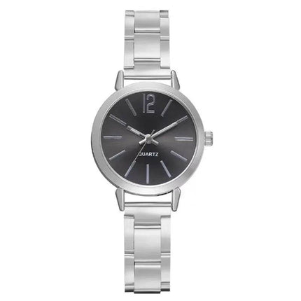 2pcs Narrow Strap Steel Strap Bracelet and  Quartz Watch women