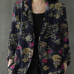 Women's floral Cotton Linen jacket Pocket Blazer