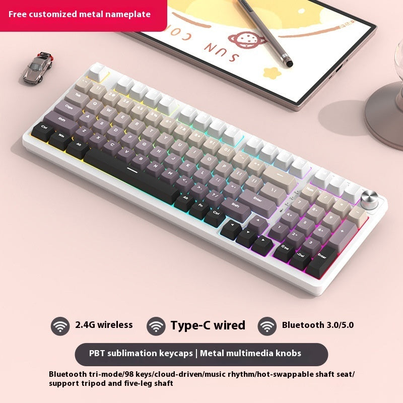 98-Key Wireless Bluetooth Mechanical Keyboard – Triple-Mode Gaming & Office | 30 Styles