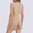 Women's 2-Piece Sleeveless Business Suit Set – High-Waisted Trousers & Button Top | Canada & USA