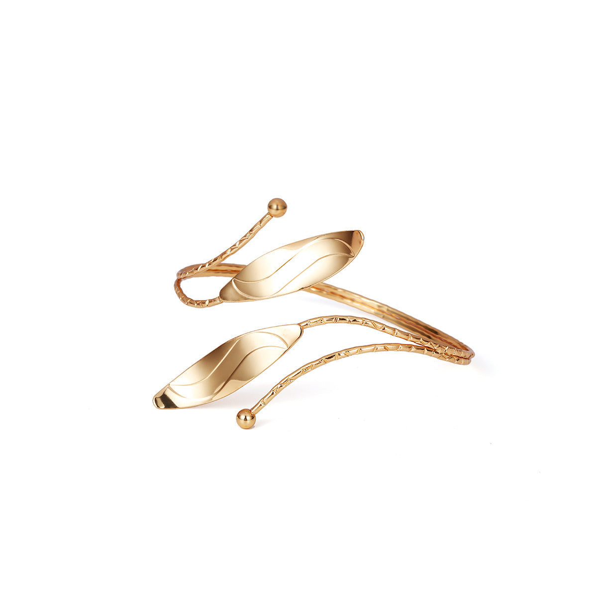 Geometric Metal Arm Bracelet – Gold & Silver Electroplated Bangle for Women