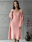 Women 2pcs Winter outfit set  Long dress Cashmere Long Cardigan Jacket