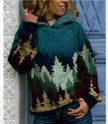 Hooded Long Sleeve Digital Printing Loose Casual Sweater For Women