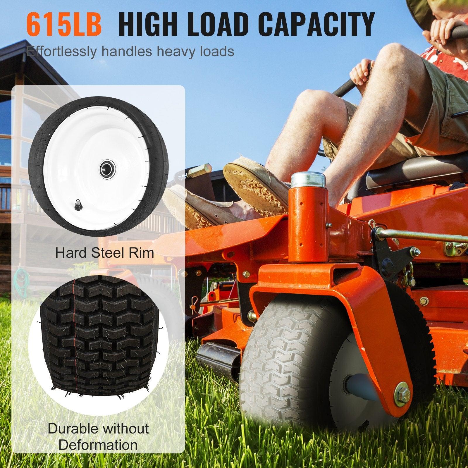 Lawn Mower Tires With Rim, 16x6.5-8' Tubeless Tractor Tires, 2-Pack Tire And Wheel Assembly, Turf Pneumatic Tires, 3' Offset Hub, 3/4' Bushing Size, 16 PCS Adapters For Riding Mower Lawn Tractor
