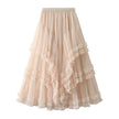 Slimming Multi-layer Gauze Skirt High-grade Midi Tulle Skirt