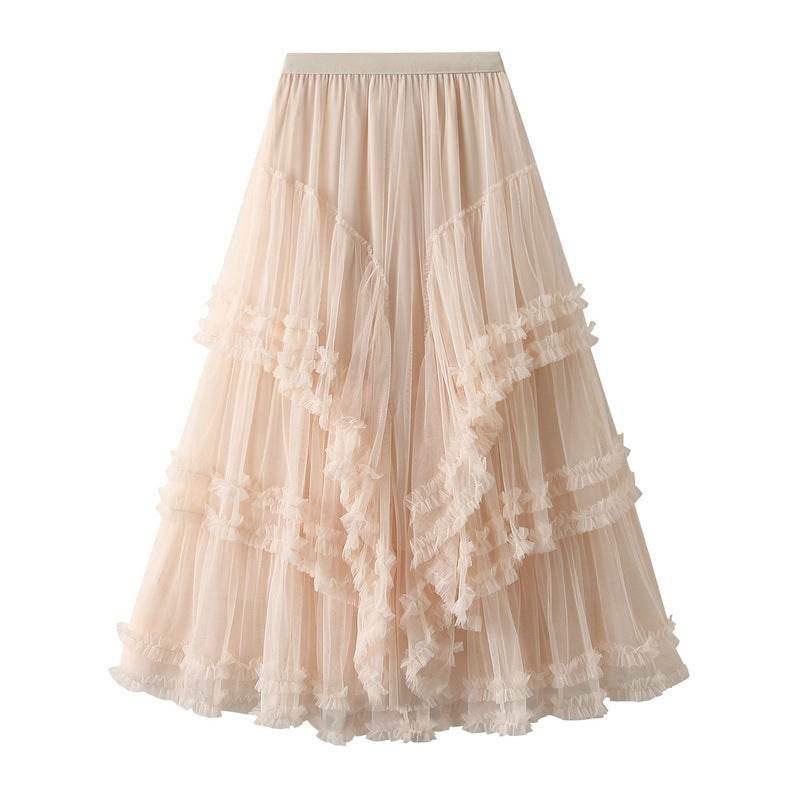 Slimming Multi-layer Gauze Skirt High-grade Midi Tulle Skirt