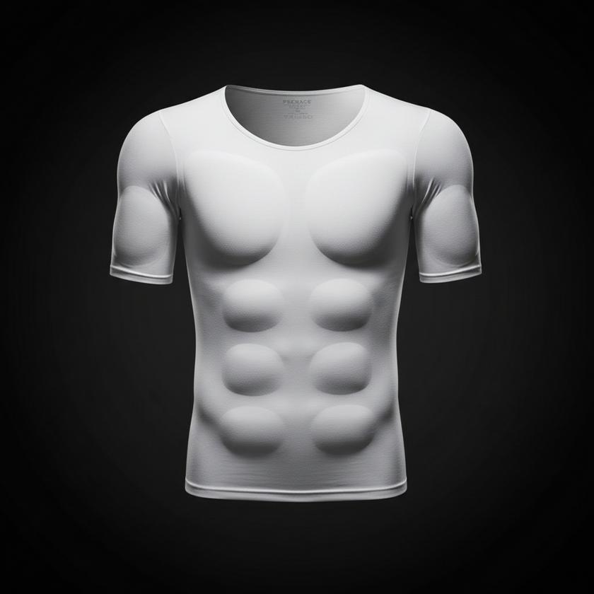 Men's Invisible Shoulder Pad Fake Chest T-Shirt – Removable Muscle Pad (S–XL)