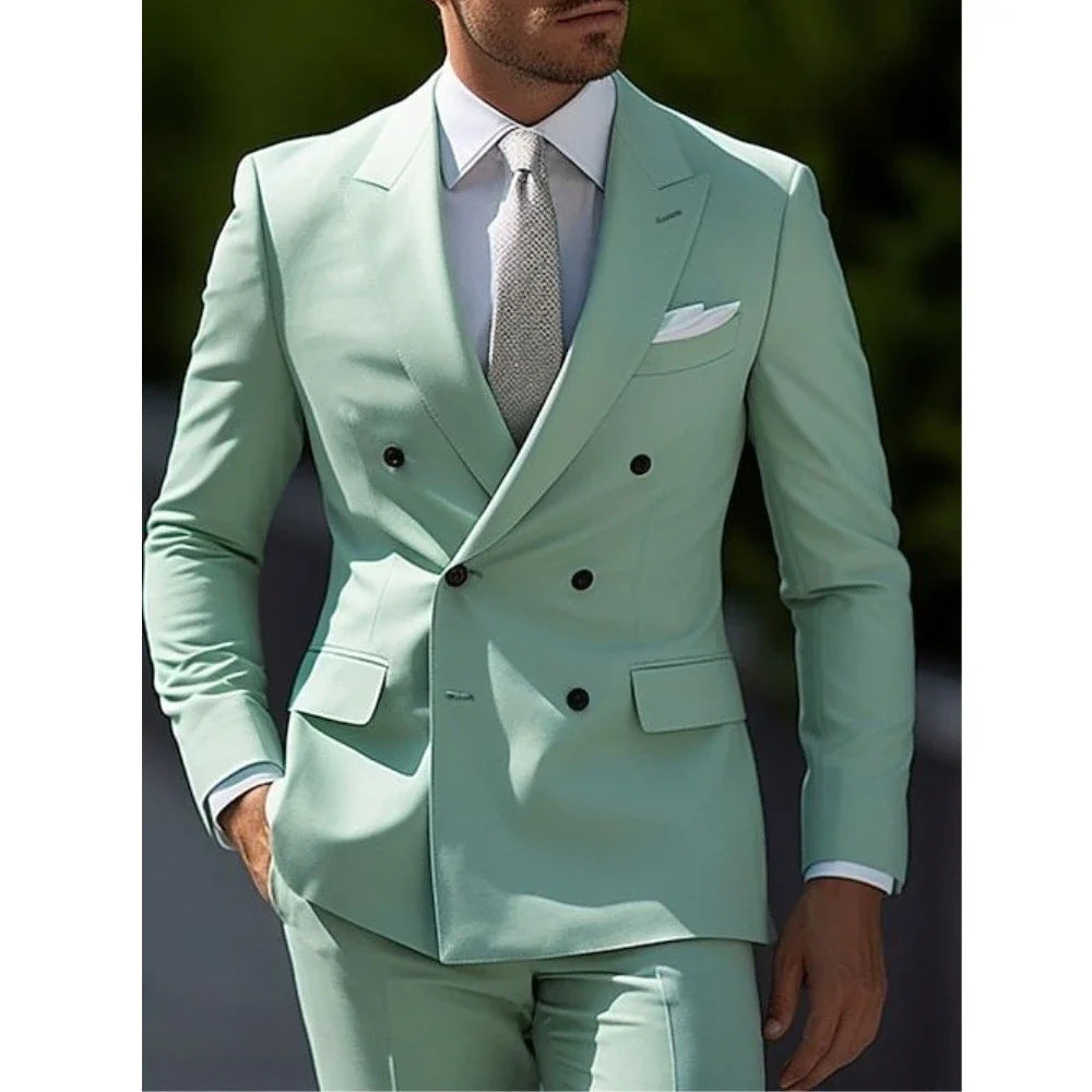 Men's British Slim Fit 2-Piece Suit Set – 17 Colors, Banquet & Wedding Formal Wear | Canada & USA (XS–5XL)