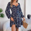 Casual Summer Floral Mini Dress Lantern Sleeve  Skater Dress