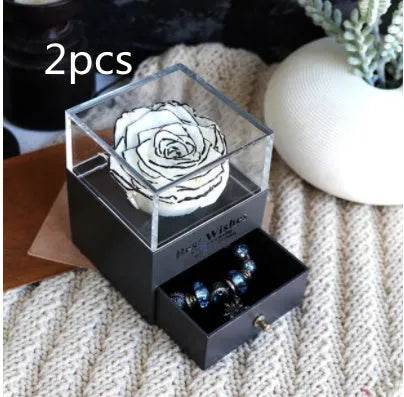 Eternal Flower Rose Jewelry Box for Birthday Presents Valentines Day Wedding Gift Box
