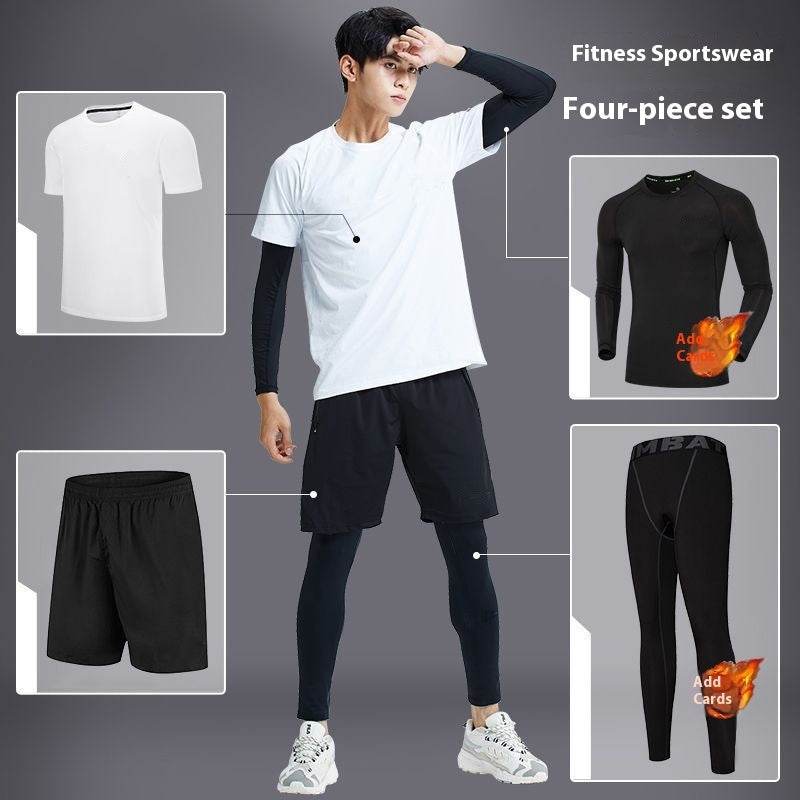 Fitness apparel - Quick Drying Workout clothes for men 4pcs Gym set wear