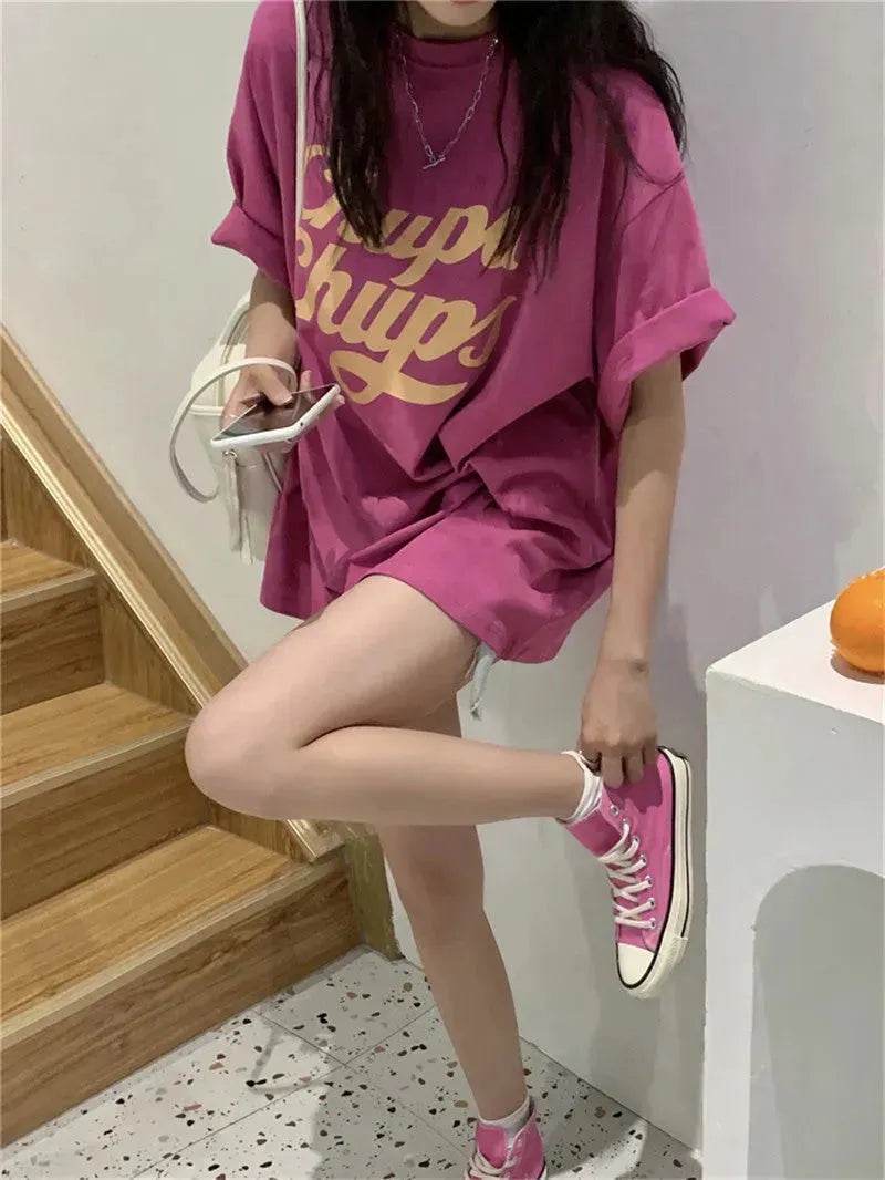Street Fashion Oversized women round neck polo y2k fashion