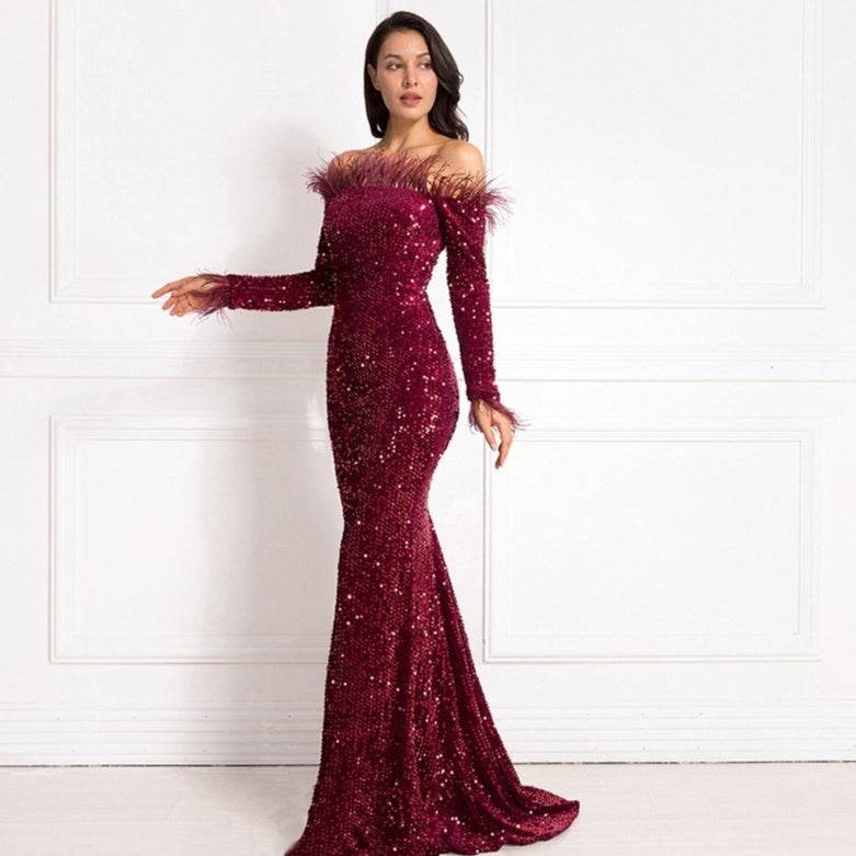 Off shoulder sequins Mermaid Formal Party dress