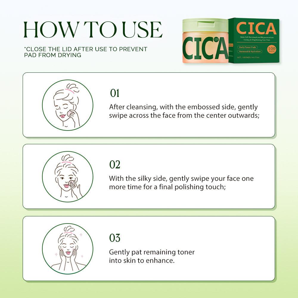 Centella Asiatica Cleansing & Dark Spot Toner Pads 100-Pack Soothing Skincare Cotton Pads
