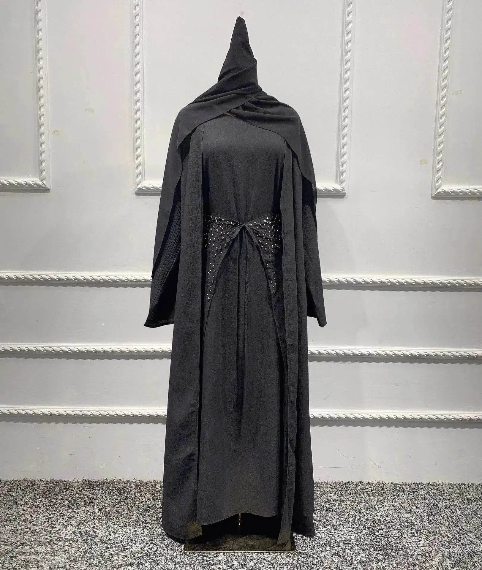 Arab3 piece set ArabDubai Abaya dress with Turban Embellished Abaya