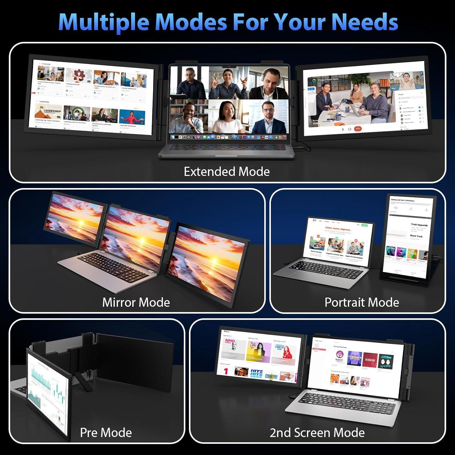 14-Inch Dual Screen Portable Monitor IPS 1080P Dual USB-C Laptop Expansion Screen