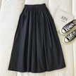 Solid Color Women Workwear Pleated Midi Skirt