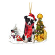 Christmas Family Puppies Decorate Trees With Lights