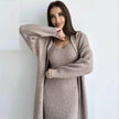 Women 2pcs Winter outfit set  Long dress Cashmere Long Cardigan Jacket