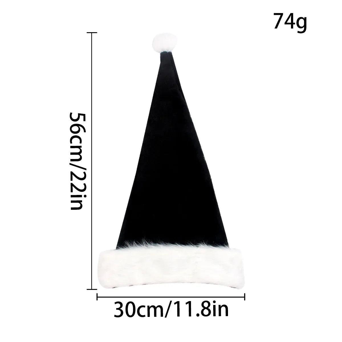 Black Christmas Hat Halloween Plush Hat Thickened Plus-sized Christmas Hat