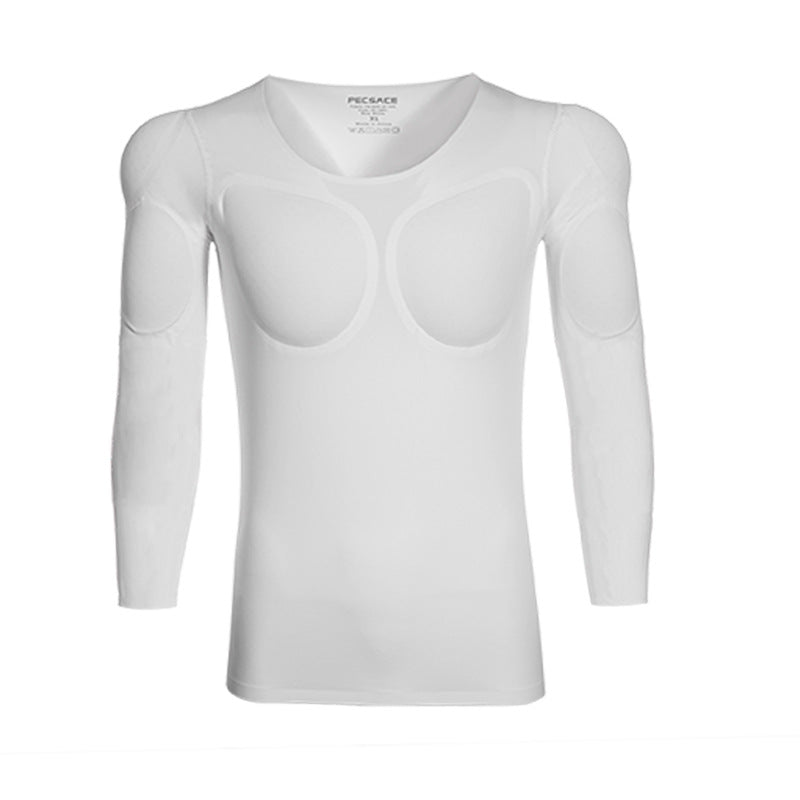 Men's Invisible Shoulder Pad Fake Chest T-Shirt – Removable Muscle Pad (S–XL)