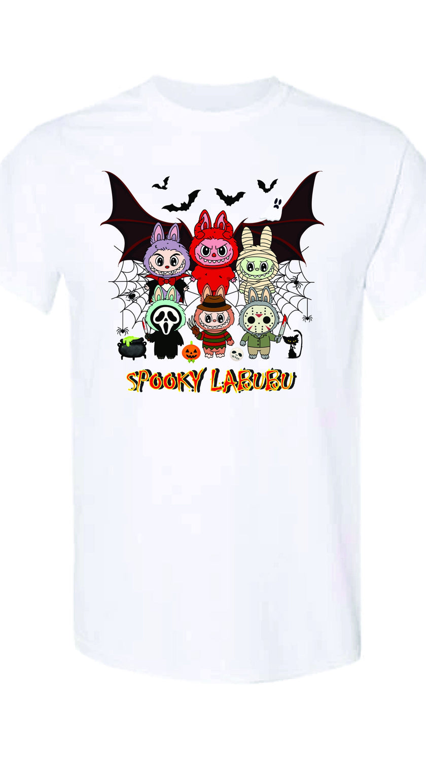 [Adult size] Halloween Labubu Graphic Tee: Kawaii Spooky 100% Cotton Unisex Shirt