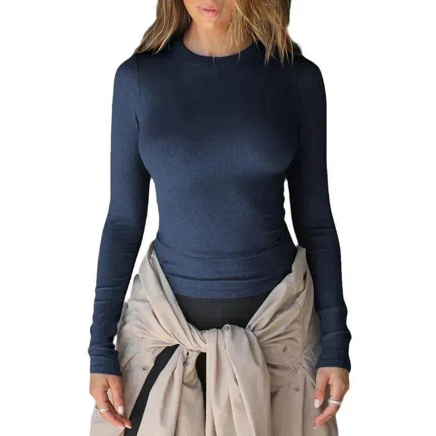 Elegant Chic Long sleeve Elastic Crop Top for Women