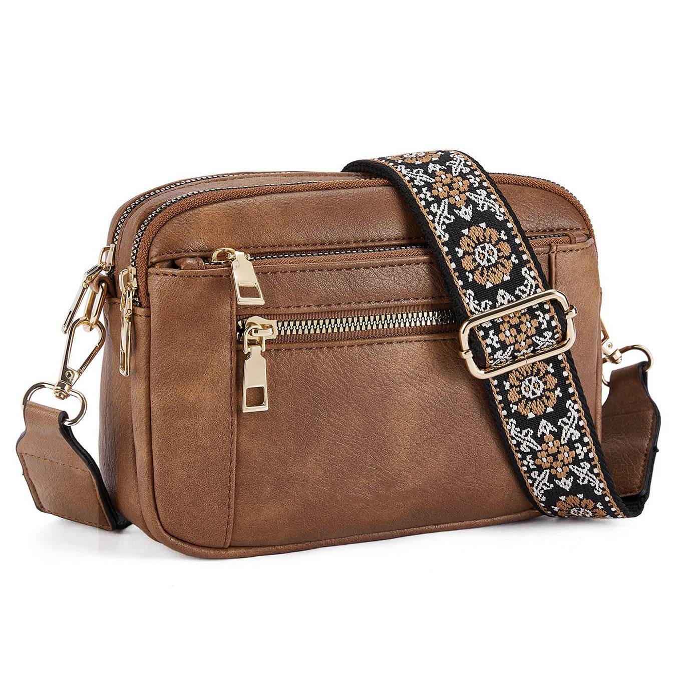 Daily Matching PU Leather Business Commute Zipper Crossbody Bags for women